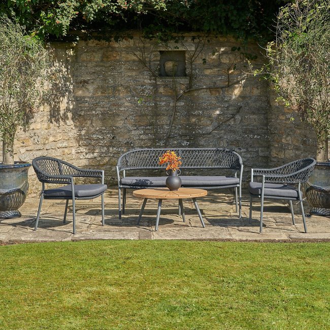 Bazel Outdoor Seating Set, black/natural, SO'HOME
