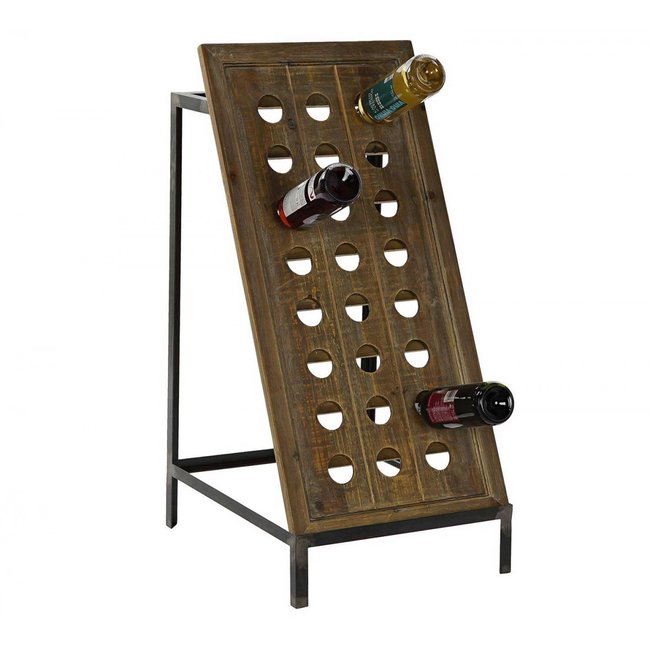Porte Bouteilles Bois et Métal Noir - 24 Bouteilles Couleur bois <span itemprop=