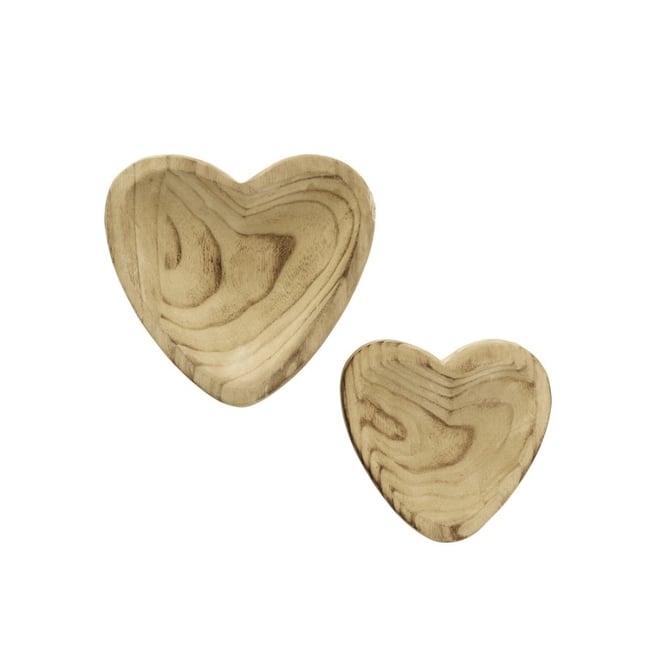 Bol bois coeur  set de 2 Couleur bois clair <span itemprop=