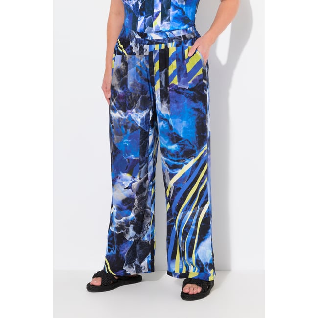 Pantalon palazzo, jambe large et droite marine <span itemprop=
