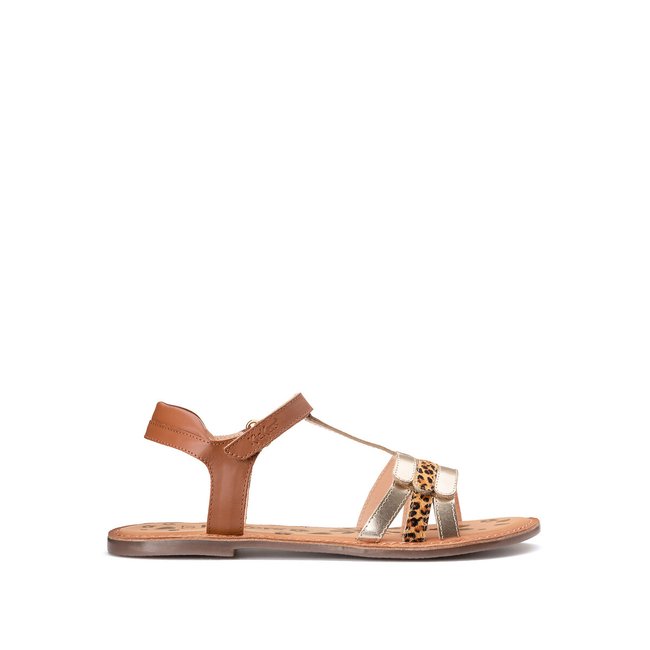 Sandali pelle Diamanto oro/leopardata KICKERS
