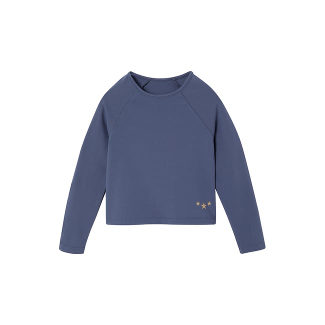 T-shirt manches longues technique bleu moyen <span itemprop=