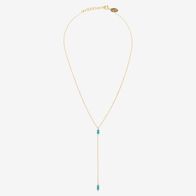 Collier cravate longue venus turquoise bleu <span itemprop=