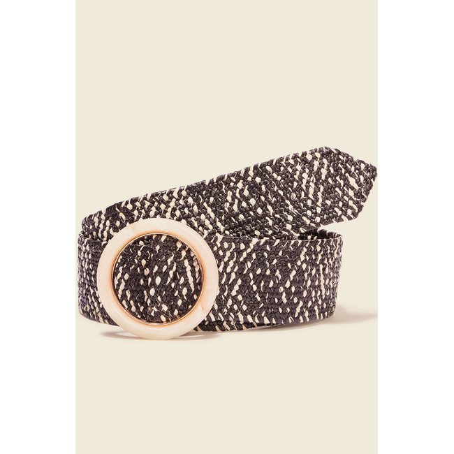 Ceinture large tressée noir <span itemprop=