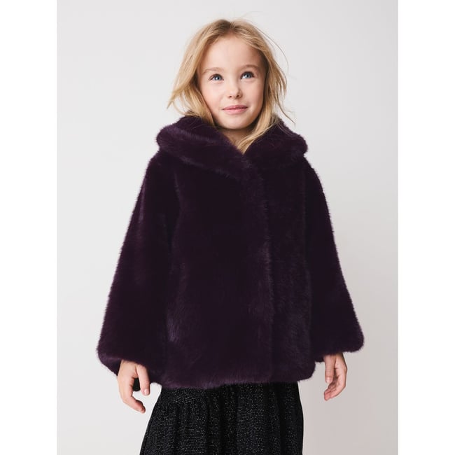 Manteau en imitation fourrure violet foncé <span itemprop=