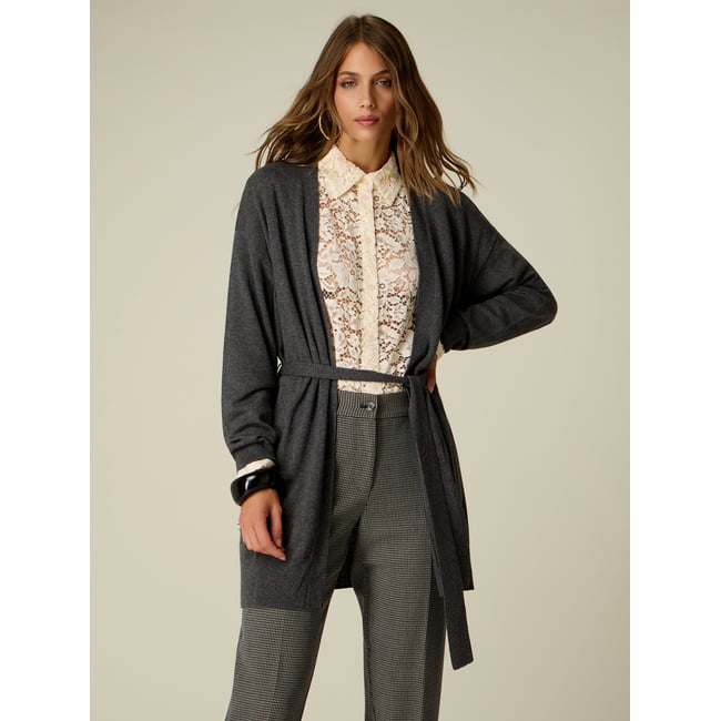 Cardigan long avec ceinture - OLTRE