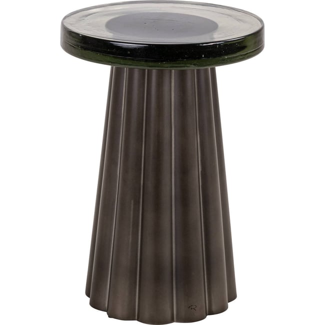 Bout de canapé en laiton et verre Couleur laiton antique <span itemprop=