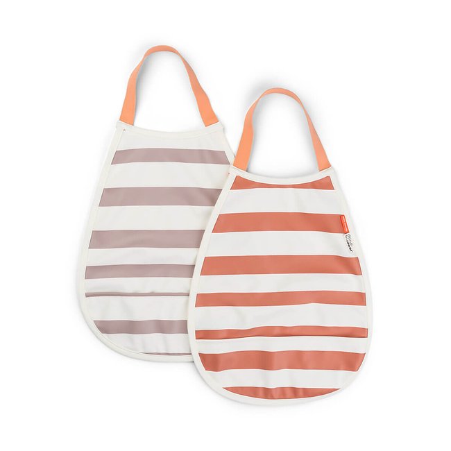 Set of 2 elasticated bibs, 1333001, papaya/pink, DONE BY DEER