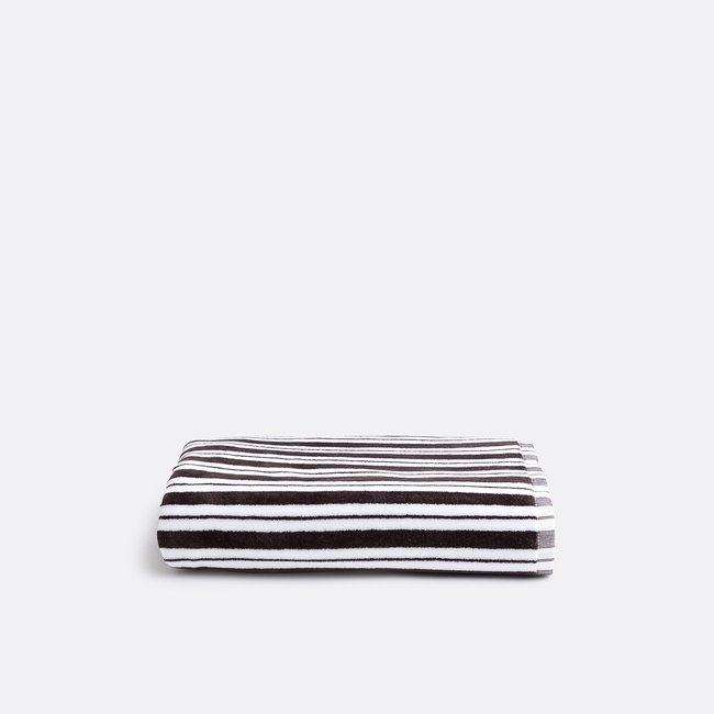 Jila bath towel in velour towelling, white / dark grey, LA REDOUTE INTERIEURS