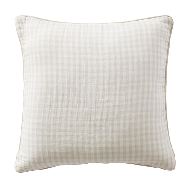 Coussin avec passepoil 45x45 cm Gaze de Coton Quadri Naturel naturel <span itemprop=