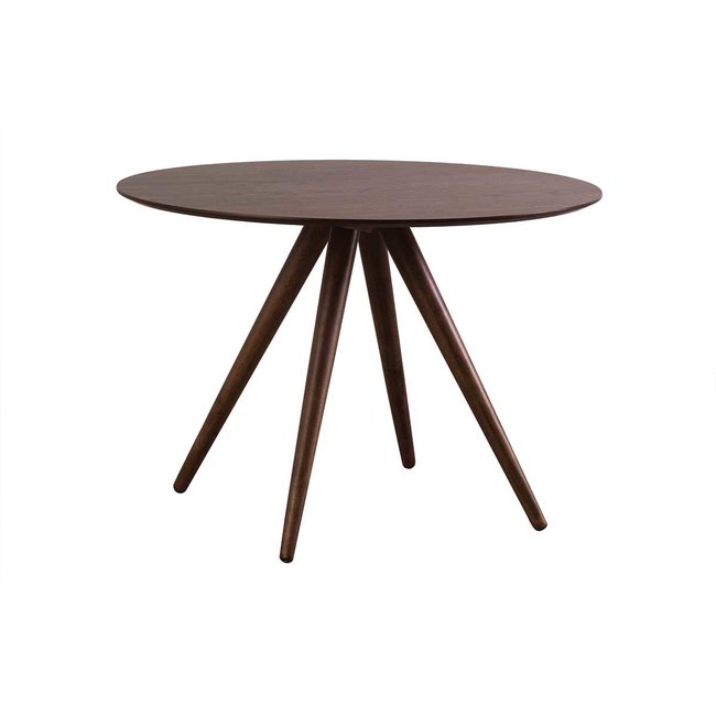 Table à manger ronde design fixe D106 cm WALFORD Couleur noyer <span itemprop=
