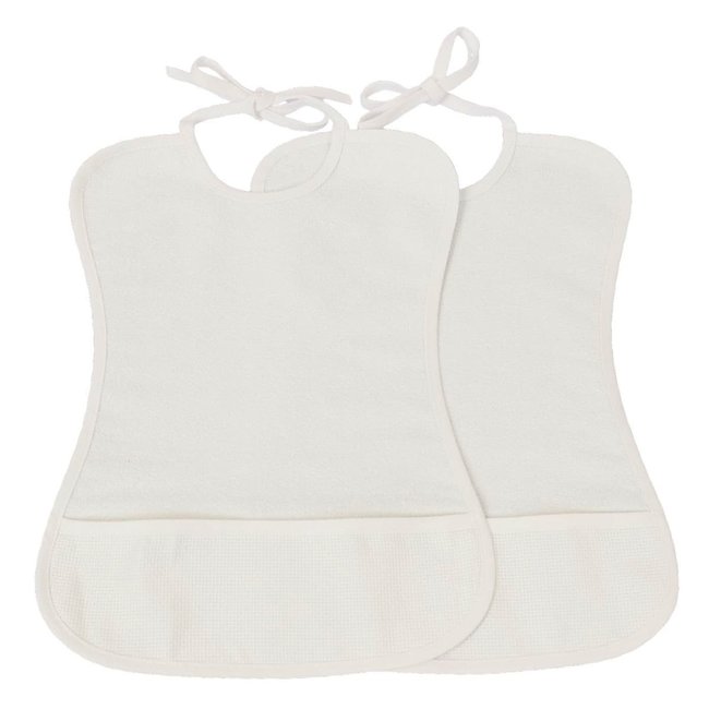 Lot de 2 bavoirs bébé imperméable point de croix blanc <span itemprop=