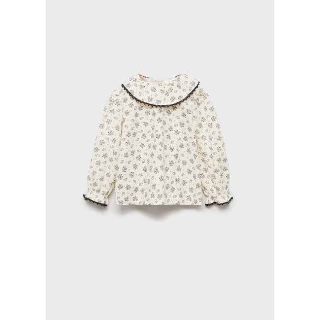 Blouse à fleurs coton écru <span itemprop=