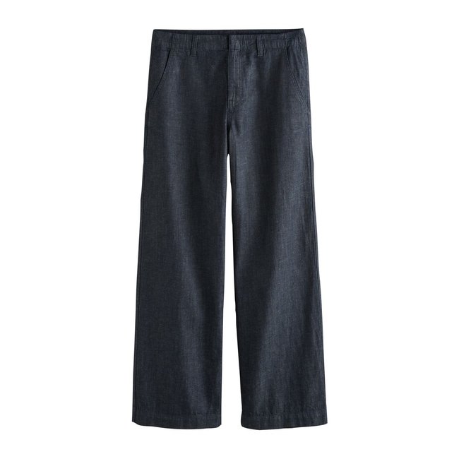 Jean tailleur large en lin mélangé n. premium bleu indigo <span itemprop=