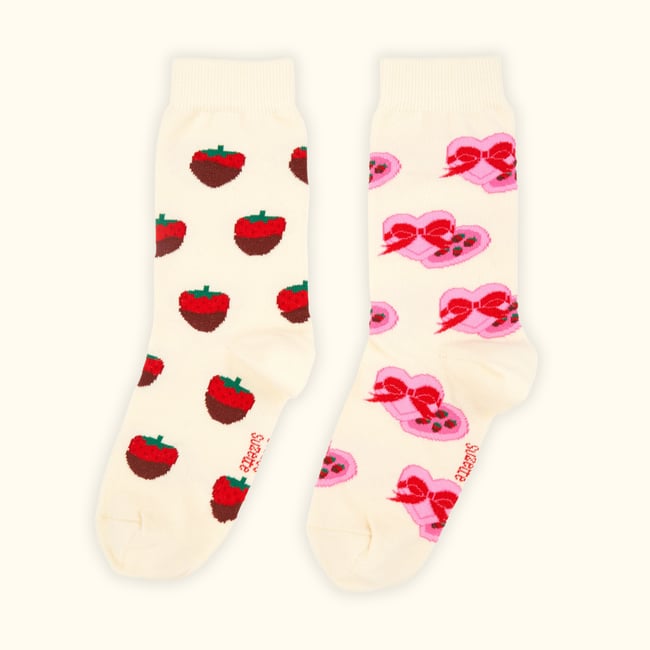 Chaussettes Boite de Chocolats beige <span itemprop=