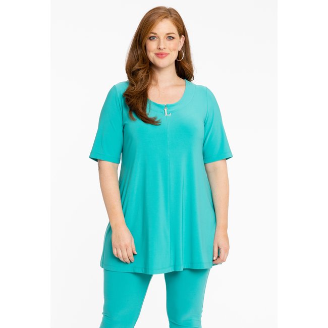 Tunique avec manches courtes turquoise <span itemprop=
