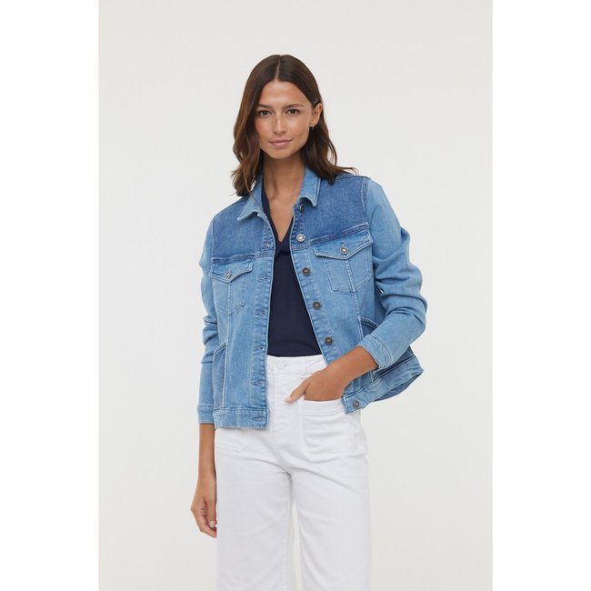 Veste manches longues coton regular FOLLA bi-color bleu <span itemprop=