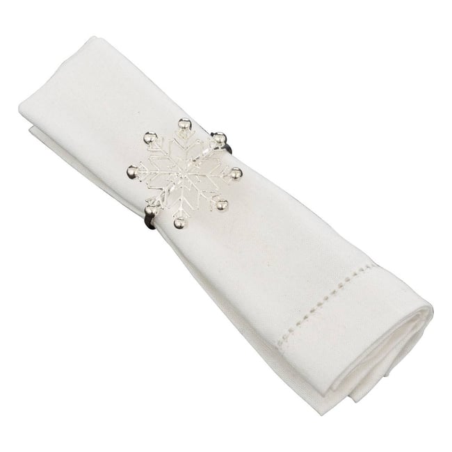 Rond de serviette flocon argenté x2 Couleur argent <span itemprop=