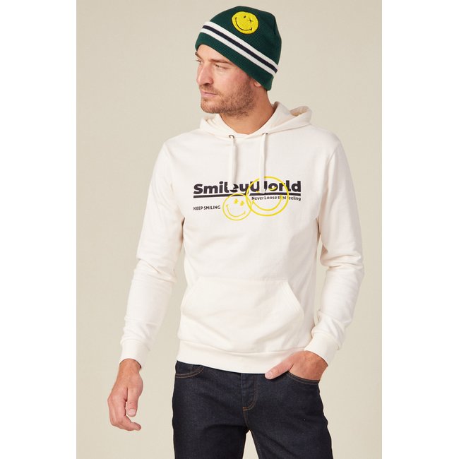 Sweat à capuche SmileyWorld ecru <span itemprop=