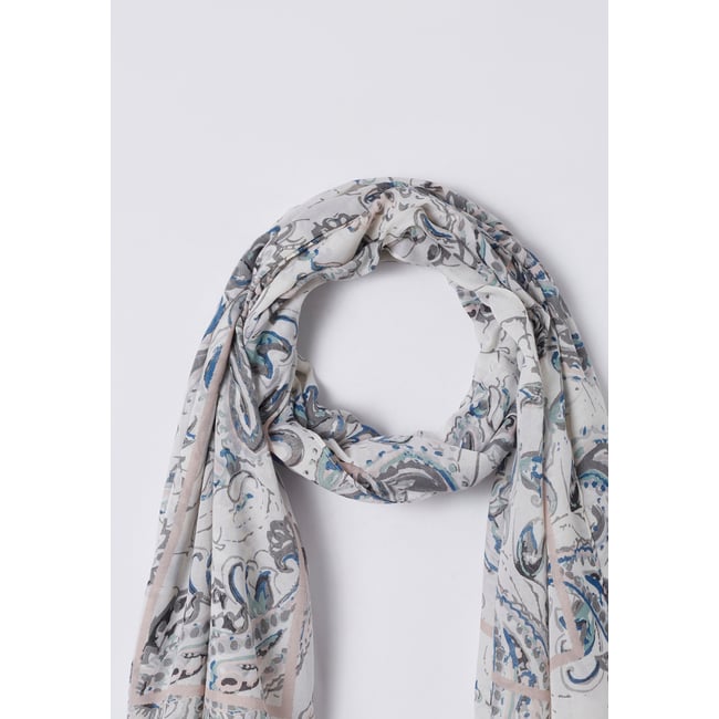 Foulard imprimé cachemire bleu graphique <span itemprop=