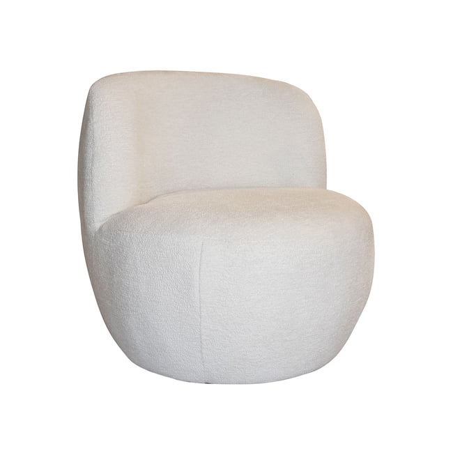 Fauteuil en tissu bouclette et structure en bois, MALO Couleur ecru <span itemprop=