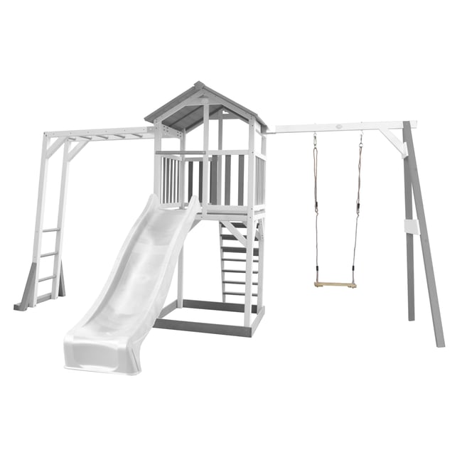 AXI Structure de jeu Beach Tower Blanc Gris avec cadre d'escalade 1 balancoire et toboggan Blanc - AXI HOUSE