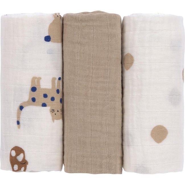 Lot de 3 langes mousseline Feuille multicolore <span itemprop=