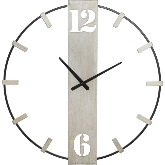 Horloge murale en fer chiffres ajourés GLAM Couleur noir et argent <span itemprop=