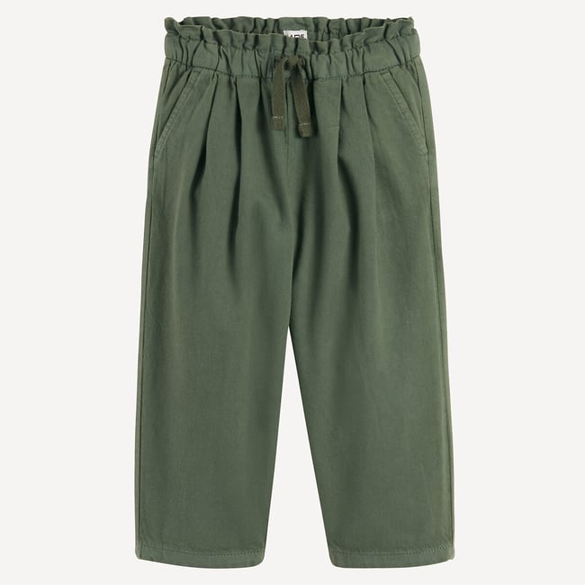 Pantalon paper bag kaki <span itemprop=
