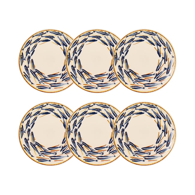 Lot de 6 assiettes à dessert en grès, MARIUS Couleur multicolore <span itemprop=