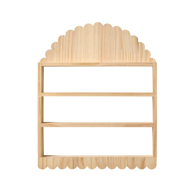 Rangement étagère figurines bois feston Couleur beige <span itemprop=