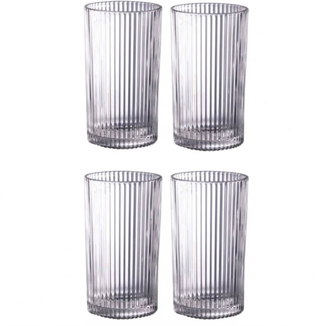 Set de 4 gobelets à eau en verre strié 40cl Couleur transparent <span itemprop=