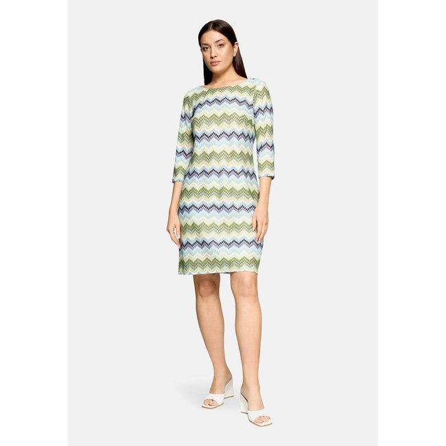 Robe droite à manches 3/4 green/blue <span itemprop=