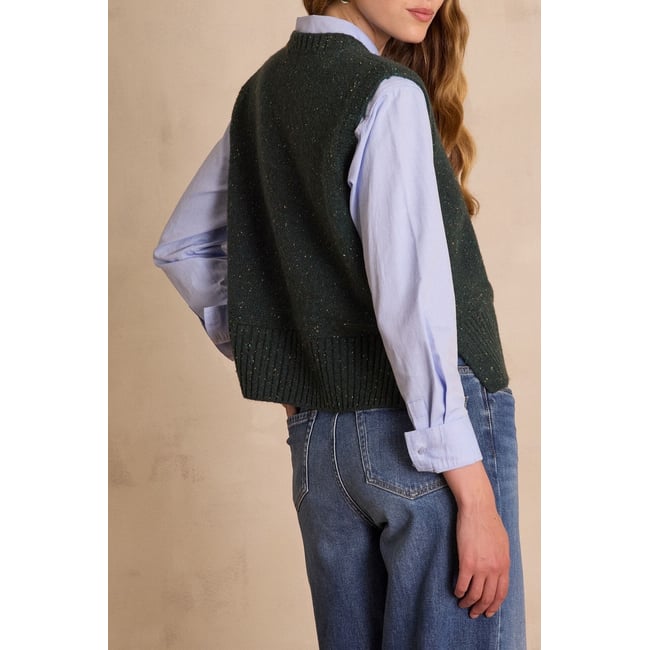 Pull en laine BASTIANO vert <span itemprop=