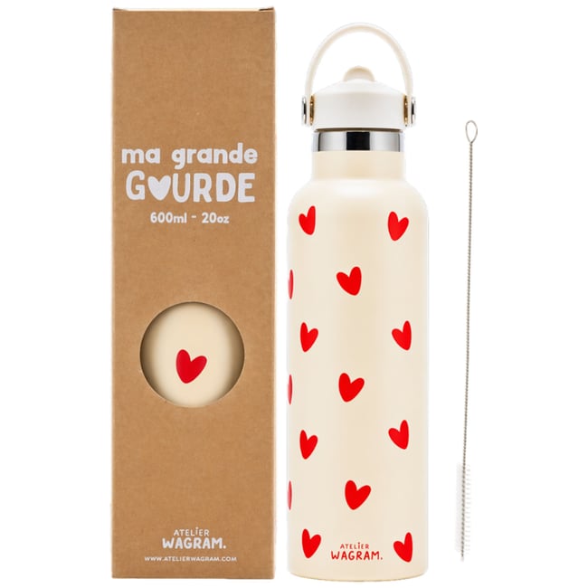 Gourde isotherme Couleur ecru, rouge <span itemprop=