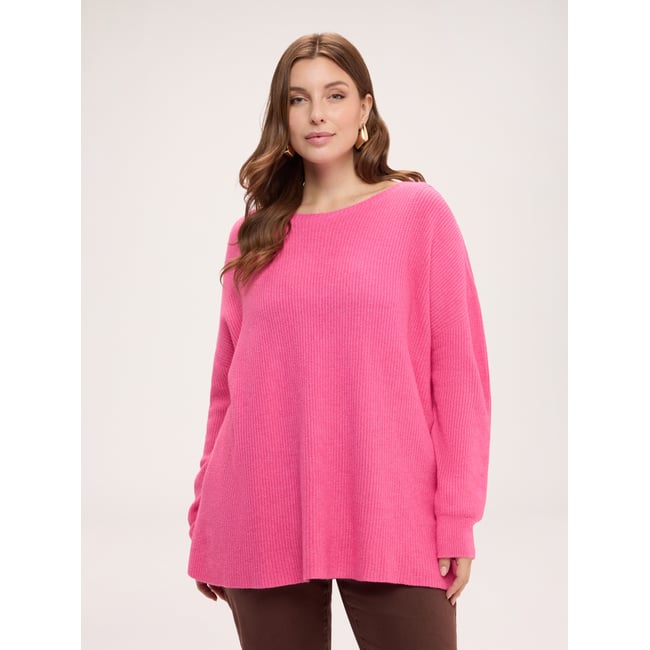 Maille côtelée fuchsia <span itemprop=