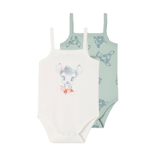 Lot de 2 bodies à fines bretelles Disney® Bambi menthe <span itemprop=
