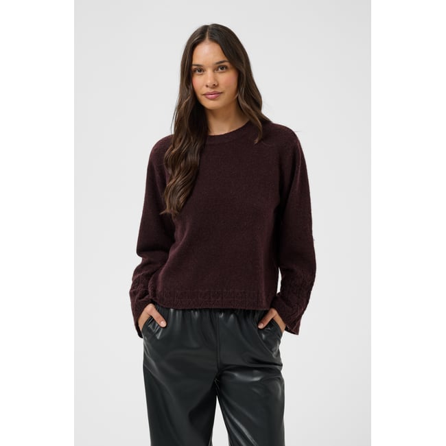 Pullover tricoté marron fudge <span itemprop=