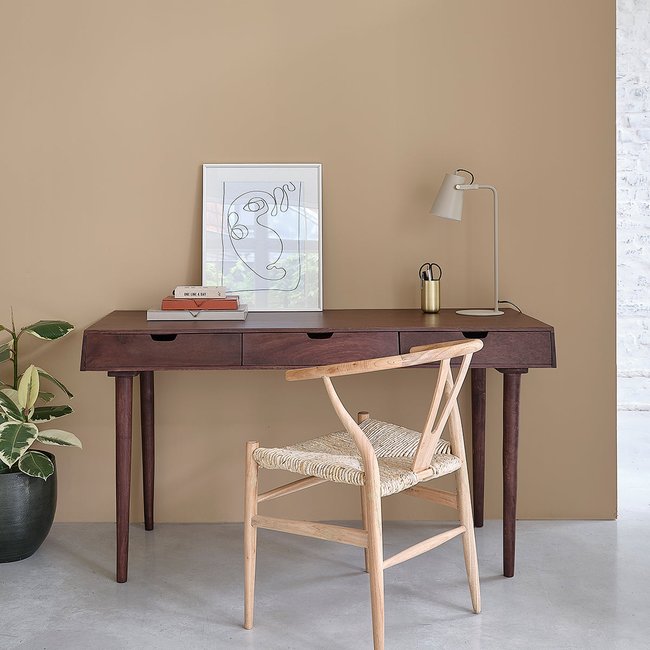 Bureau en manguier massif 140 cm  CAMERON Couleur naturel <span itemprop=
