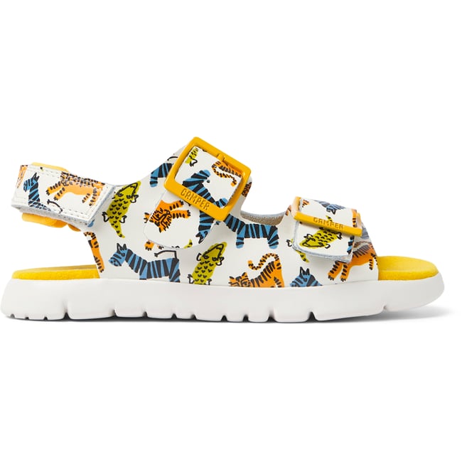 Sandales Oruga cuir blanc / orange <span itemprop=