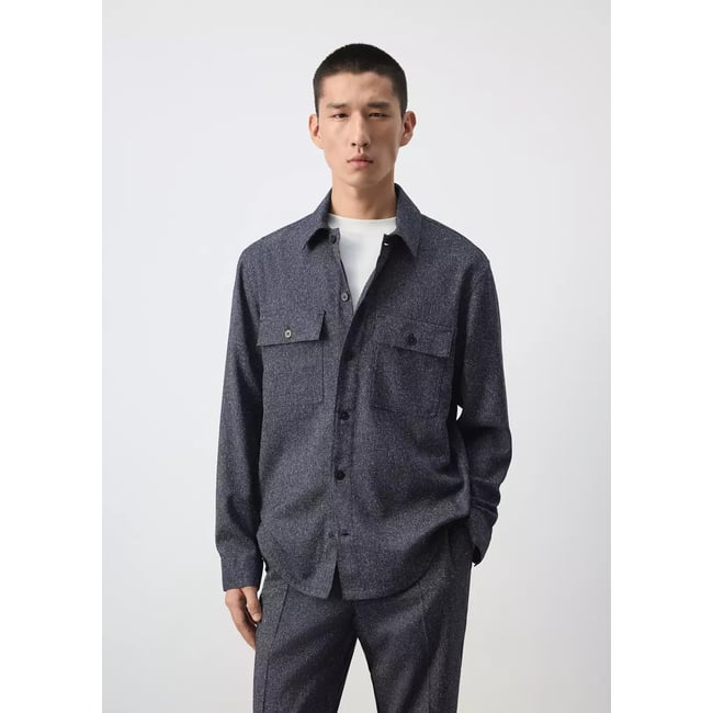 Surchemise regular fit texturée bleu <span itemprop=
