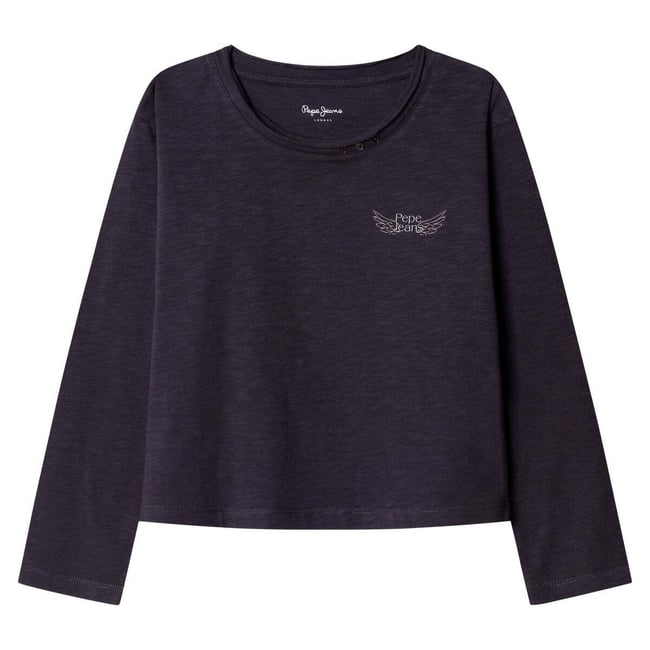 T-Shirt Manches Longues Avec Logo Imprimé gris cendre <span itemprop=
