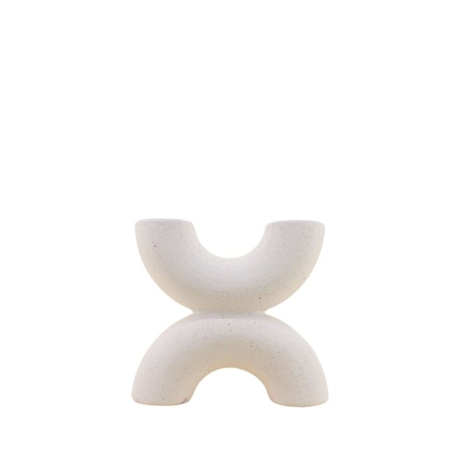 Vase en porcelaine 2 entrées, H21cm Couleur beige <span itemprop=