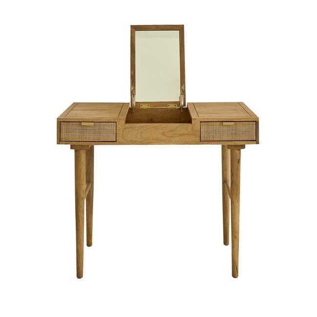 Bureau en bois de manguier et cannage 90 cm  FELICIE Couleur naturel <span itemprop=