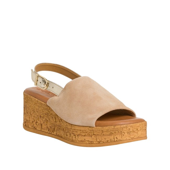 Sandales compensees en liege Tamaris beige La Redoute