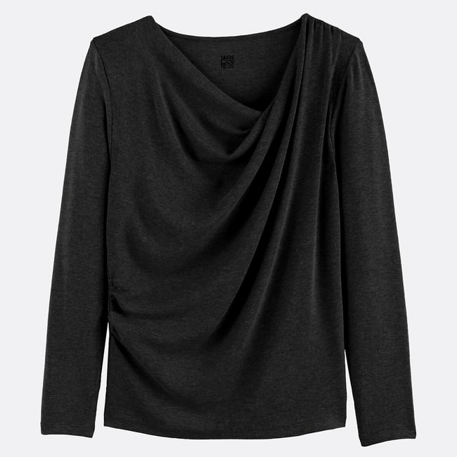 Viscose blend long sleeve draped t-shirt - LA REDOUTE COLLECTIONS
