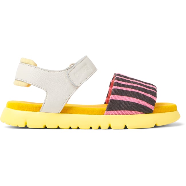 Sandales Oruga cuir jaune / blanc / rose <span itemprop=