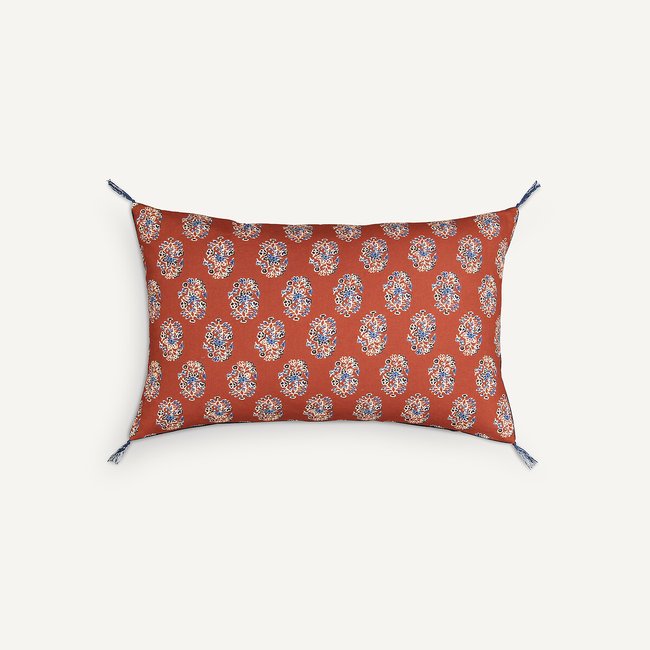 Capa de almofada em veludo Capana terracota/azul <span itemprop=