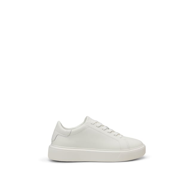 Baskets Modèle Kaira en cuir de vache noble blanc <span itemprop=