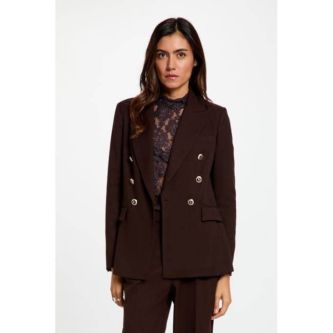 Blazer ajusté manches longues marron foncé <span itemprop=
